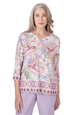 Petite Garden Party Paisley Floral Border Top