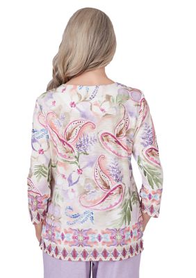 Petite Garden Party Paisley Floral Border Top