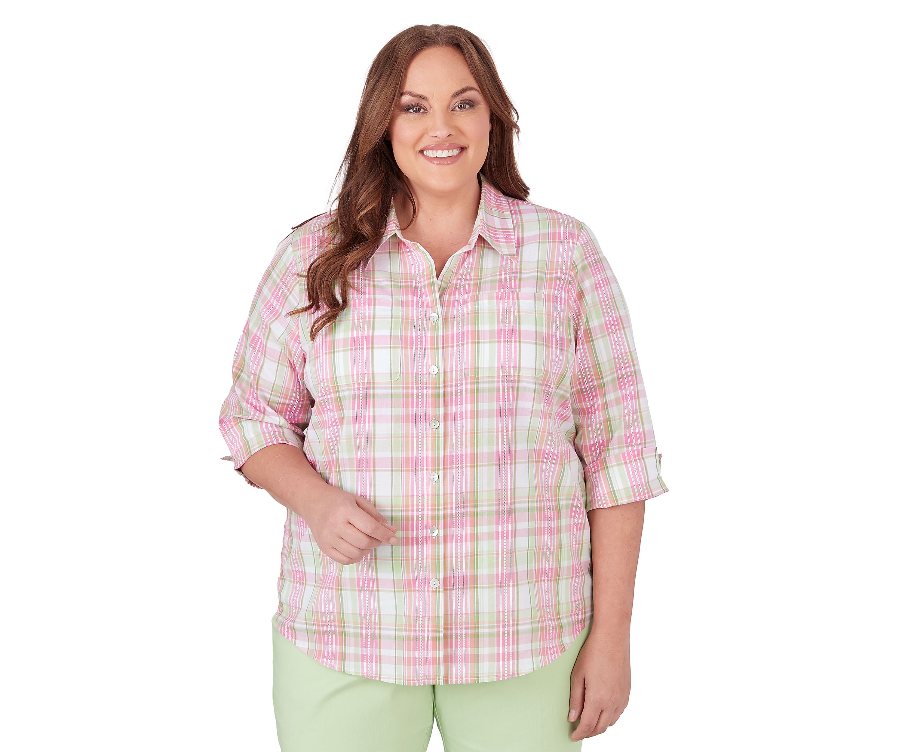 Plus Size Miami Beach Plaid Top