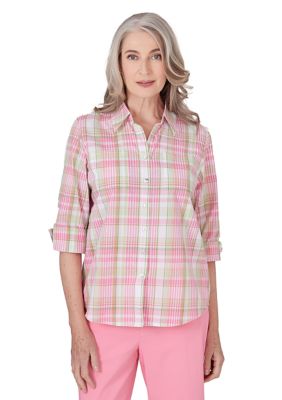 Petite Miami Beach Plaid Top