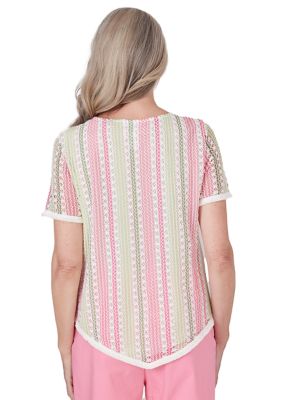 Petite Miami Beach Vertical Texture Stripe Top