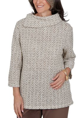 Alfred Dunner Women's Petite Luxe Be A Lady Jacquard Texture Top, PL