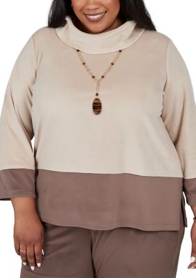Alfred Dunner Women's Plus Size Luxe Be A Lady Luxe Colorblock Top, 3XL