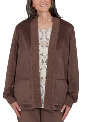 Alfred Dunner Women's Petite Luxe Be A Lady Open Cardigan, PS