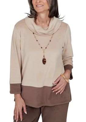 Alfred Dunner Women's Petite Luxe Be A Lady Luxe Colorblock Top, PXL