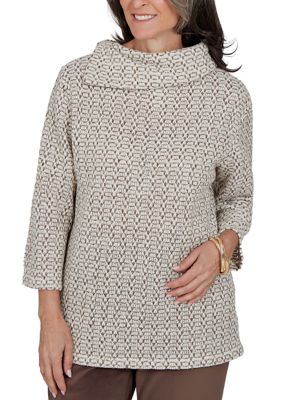 Alfred Dunner Women's Petite Luxe Be A Lady Jacquard Texture Top, PXL