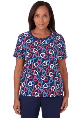 Petite All American Linking Hearts Top