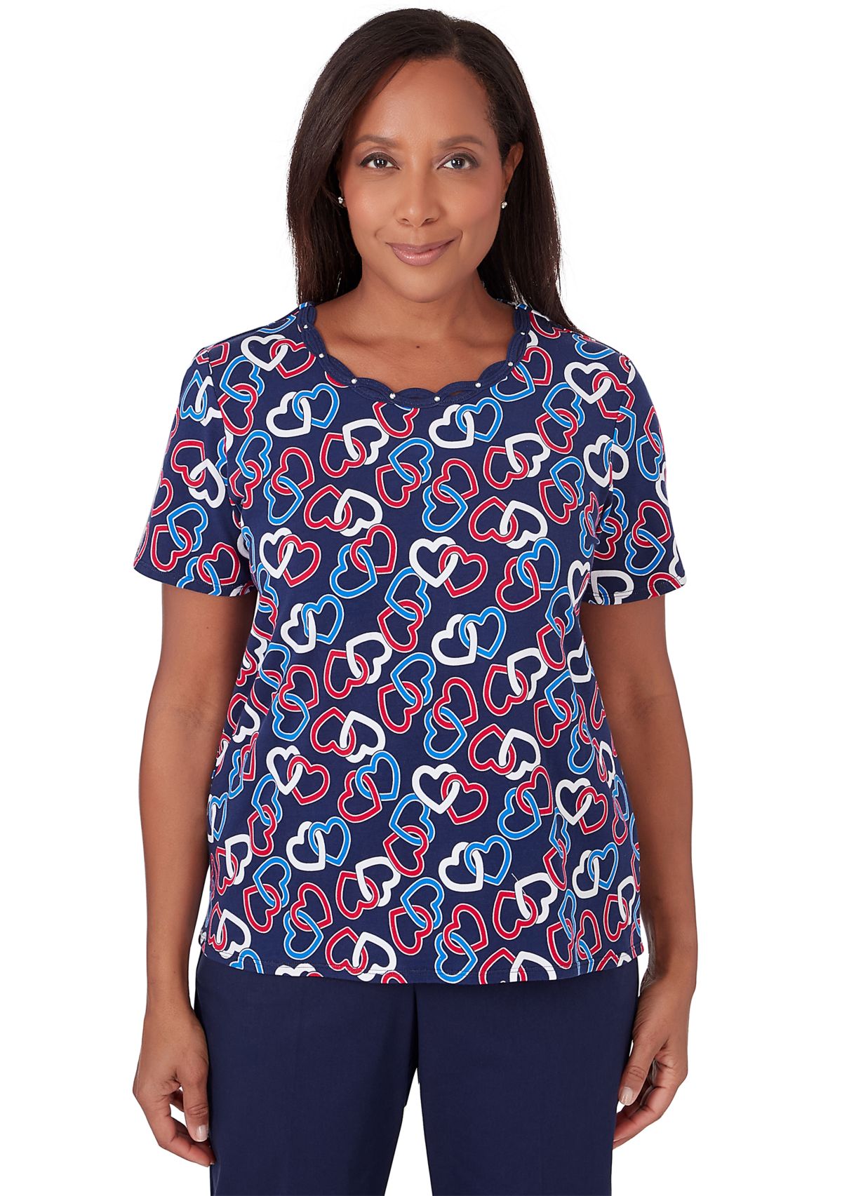 Petite All American Linking Hearts Top