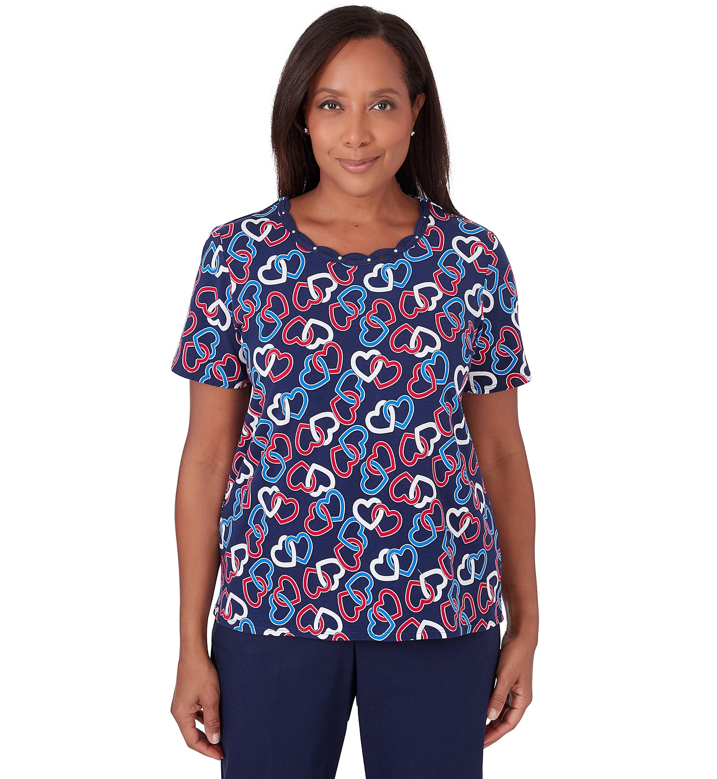 Petite All American Linking Hearts Top