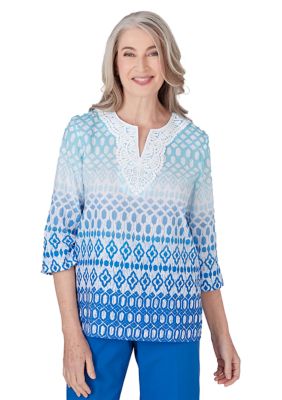 Women's  Neptune Beach Ombre Ikat Diamond Top