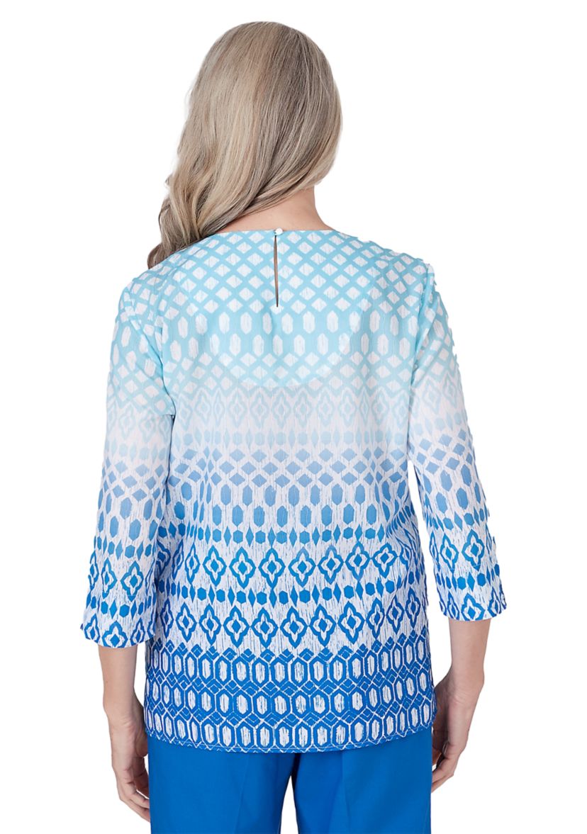 Womens  Neptune Beach Ombre Ikat Diamond Top