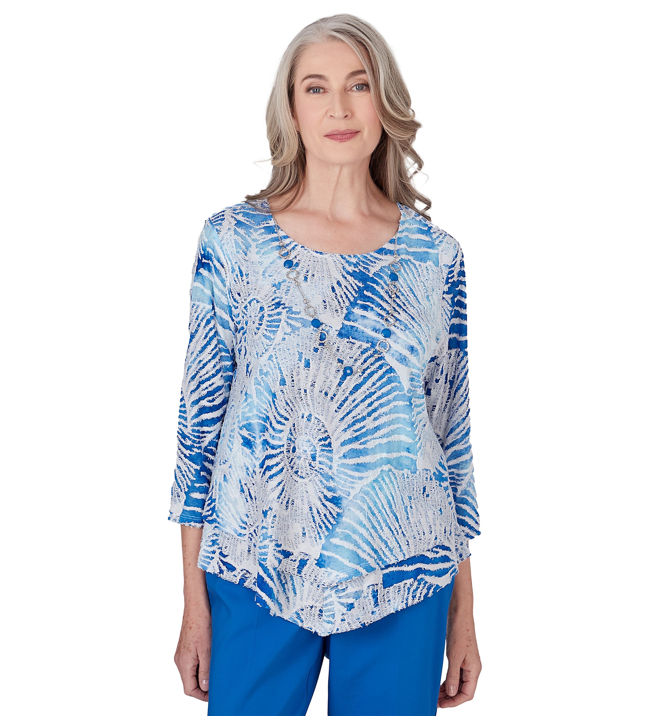 Womens  Neptune Beach Seashell Torn Jacquard Top