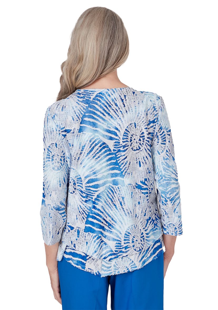 Womens  Neptune Beach Seashell Torn Jacquard Top