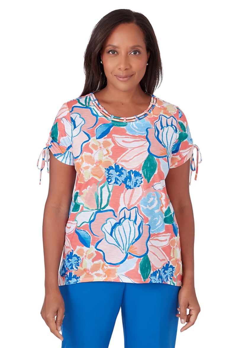 Womens Neptune Beach Whimsical Floral Top