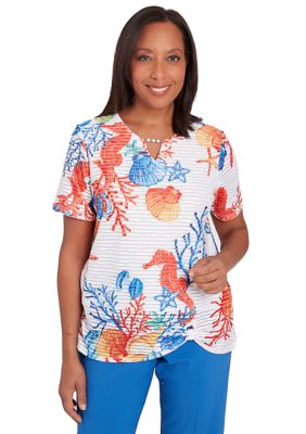 Women's Neptune Beach Seahorses Texture Top