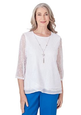 Women's Neptune Beach Popcorn Mesh Tulip Hem Top