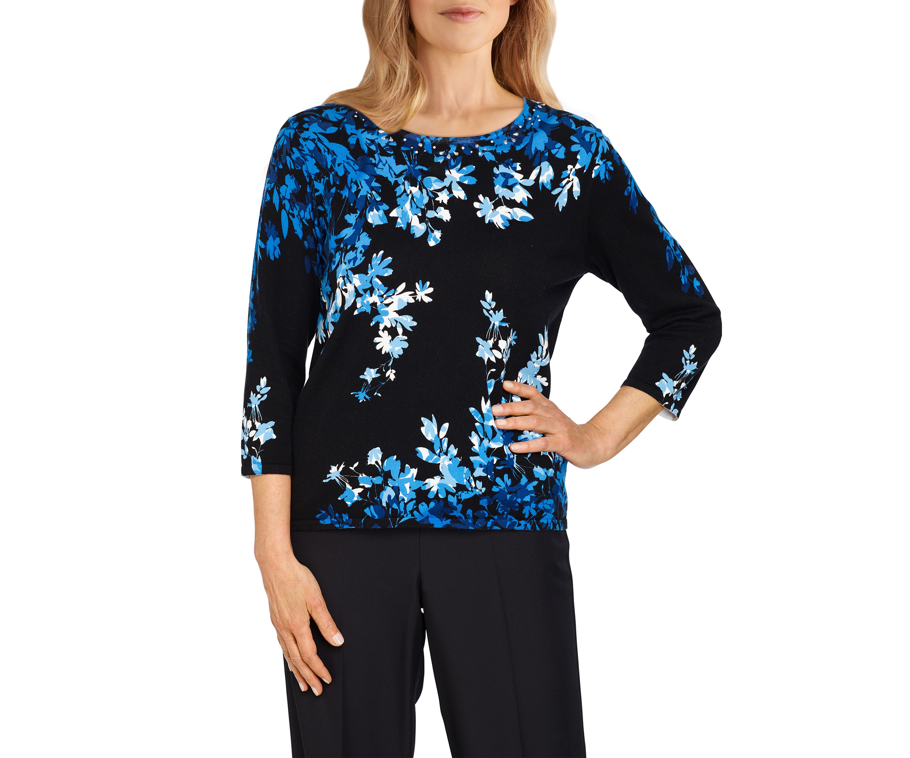Womens Battery Park Asymmetric Flowers Top 