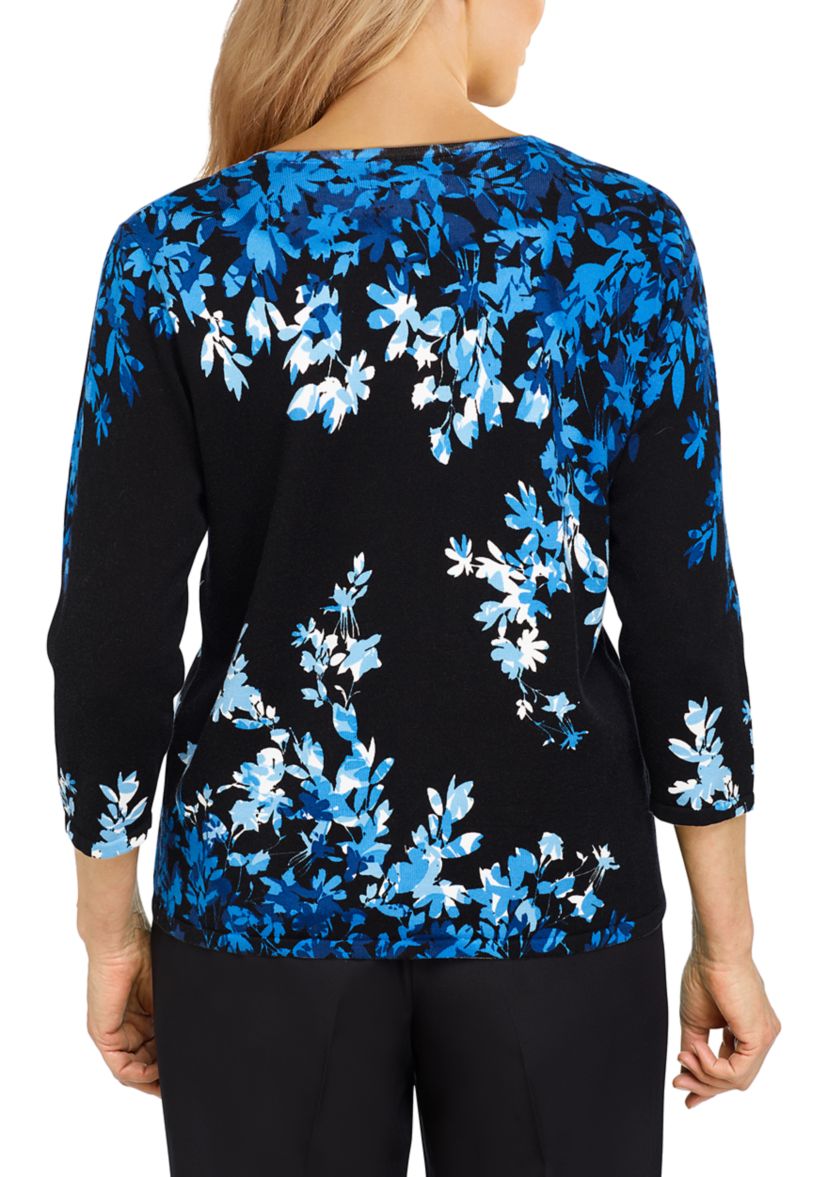 Womens Battery Park Asymmetric Flowers Top 