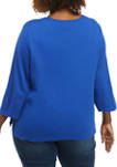 Plus Size Battery Park Center Embroidery Knit Top