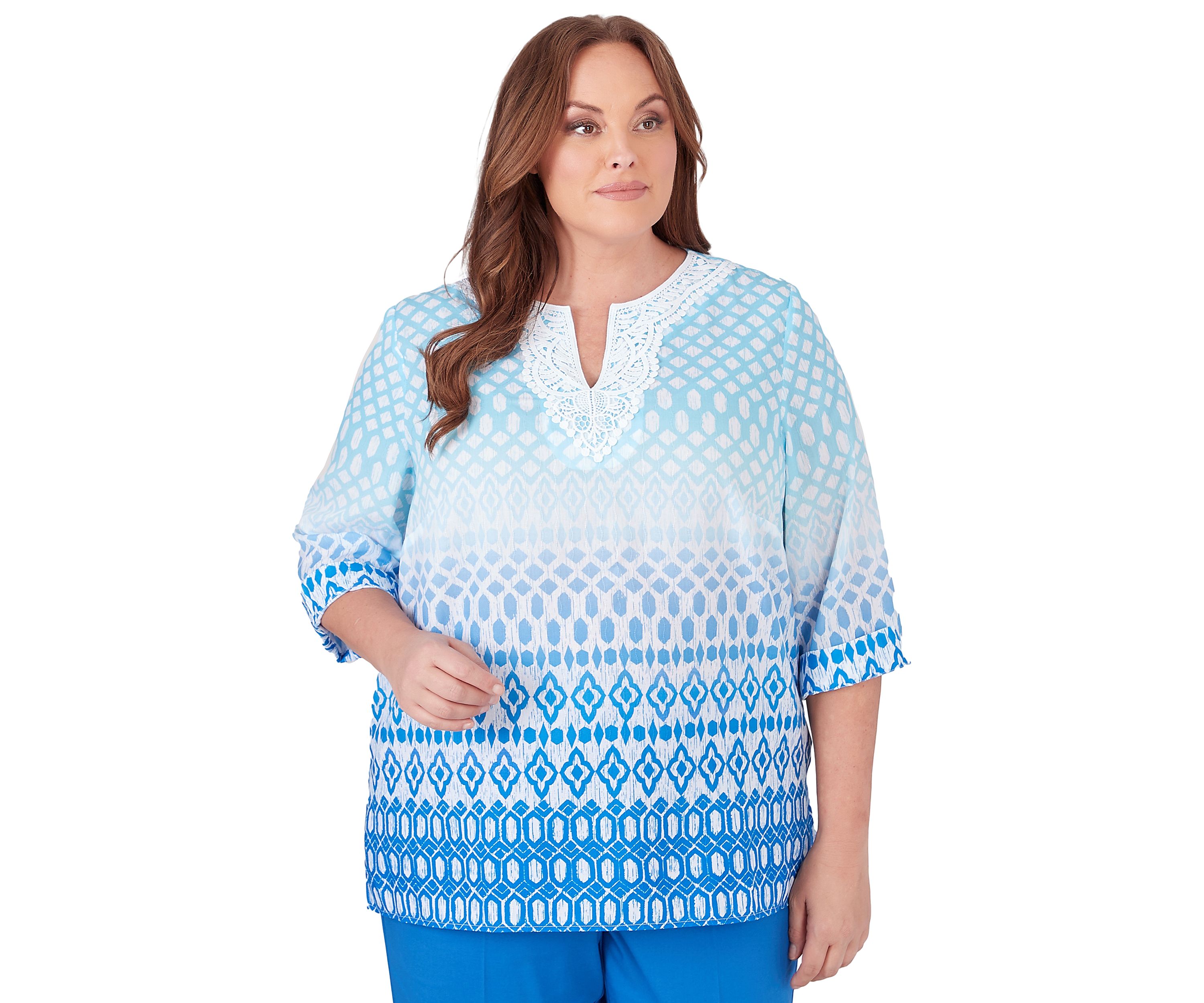 Plus Size Neptune Beach Ombre Ikat Diamond Top