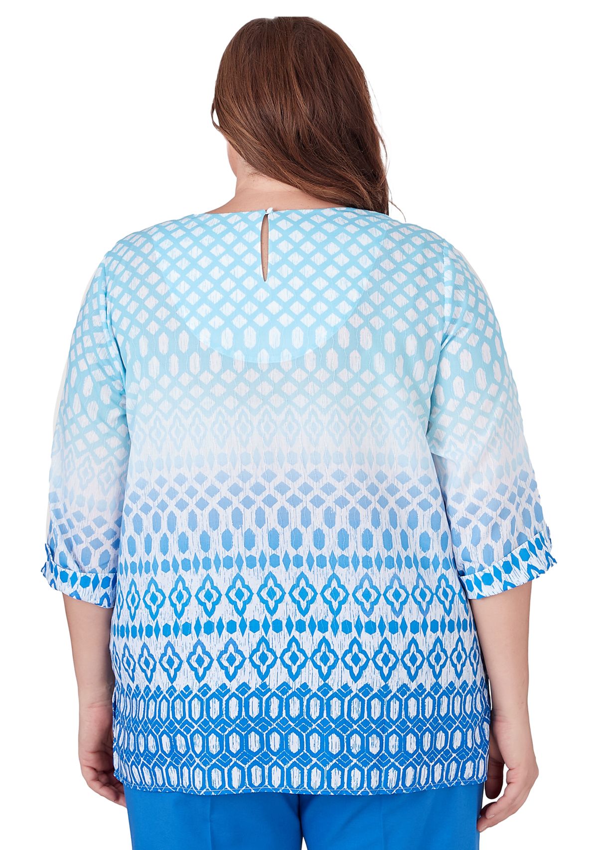 Plus Size Neptune Beach Ombre Ikat Diamond Top