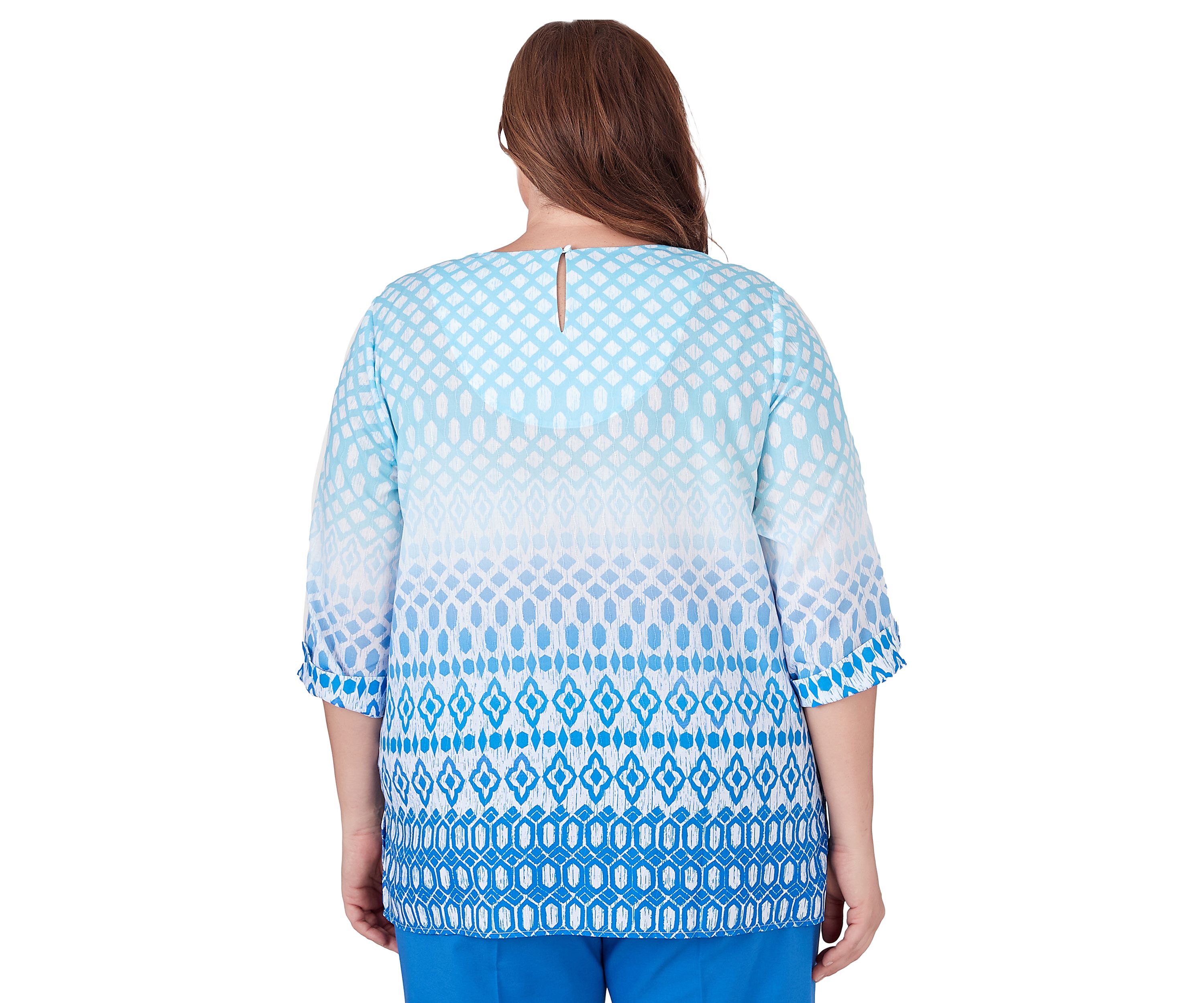 Plus Size Neptune Beach Ombre Ikat Diamond Top
