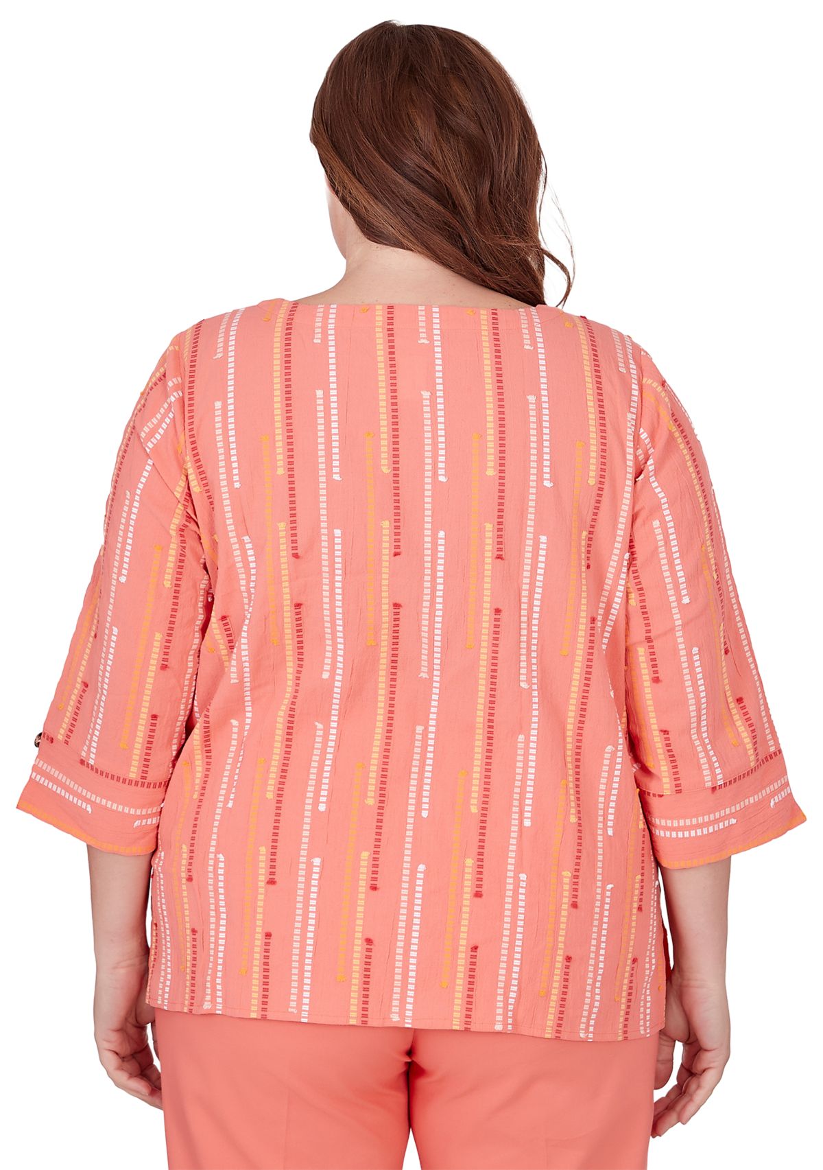 Plus Size Neptune Beach Geometric Jacquard Spliced Top