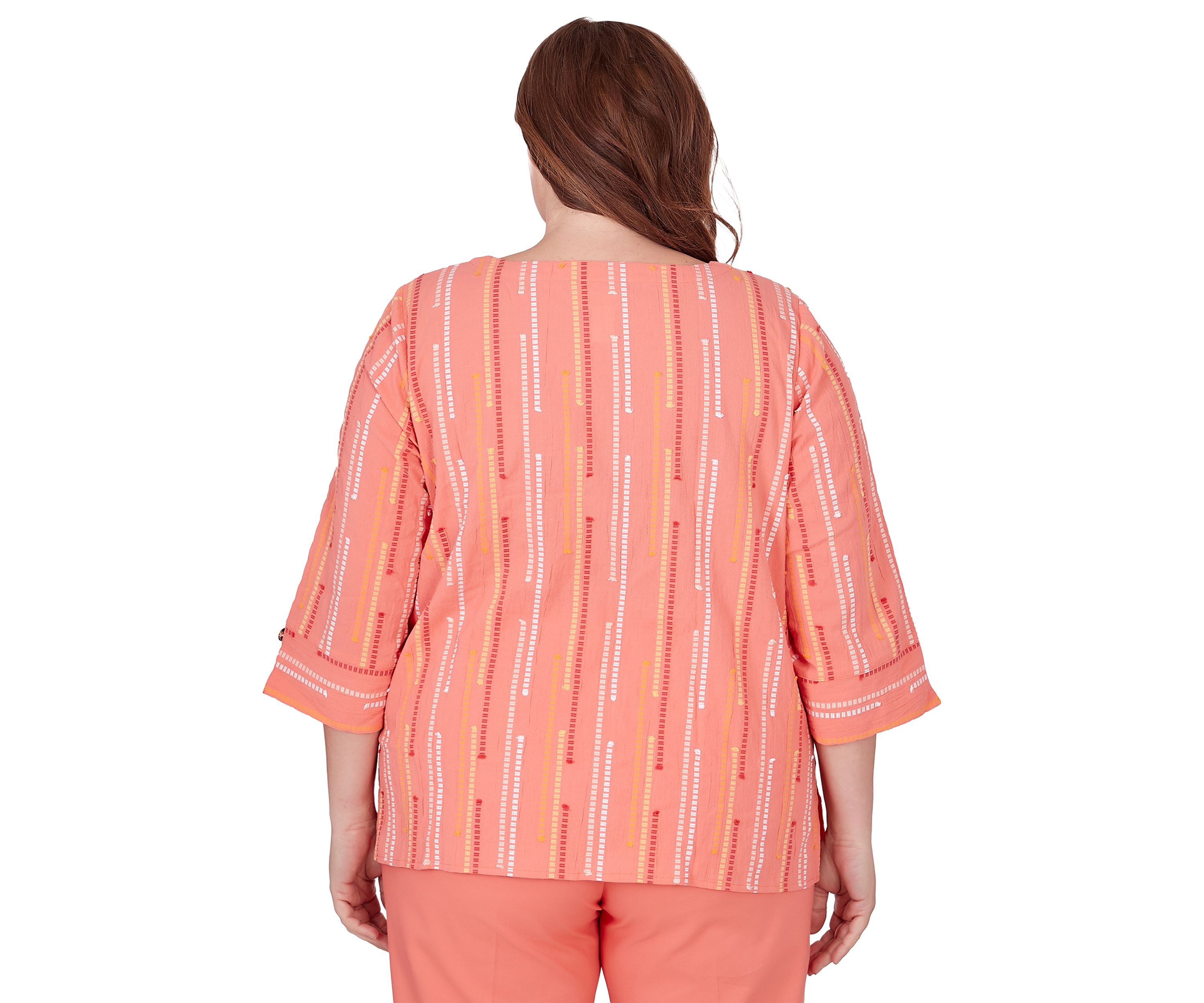 Plus Size Neptune Beach Geometric Jacquard Spliced Top