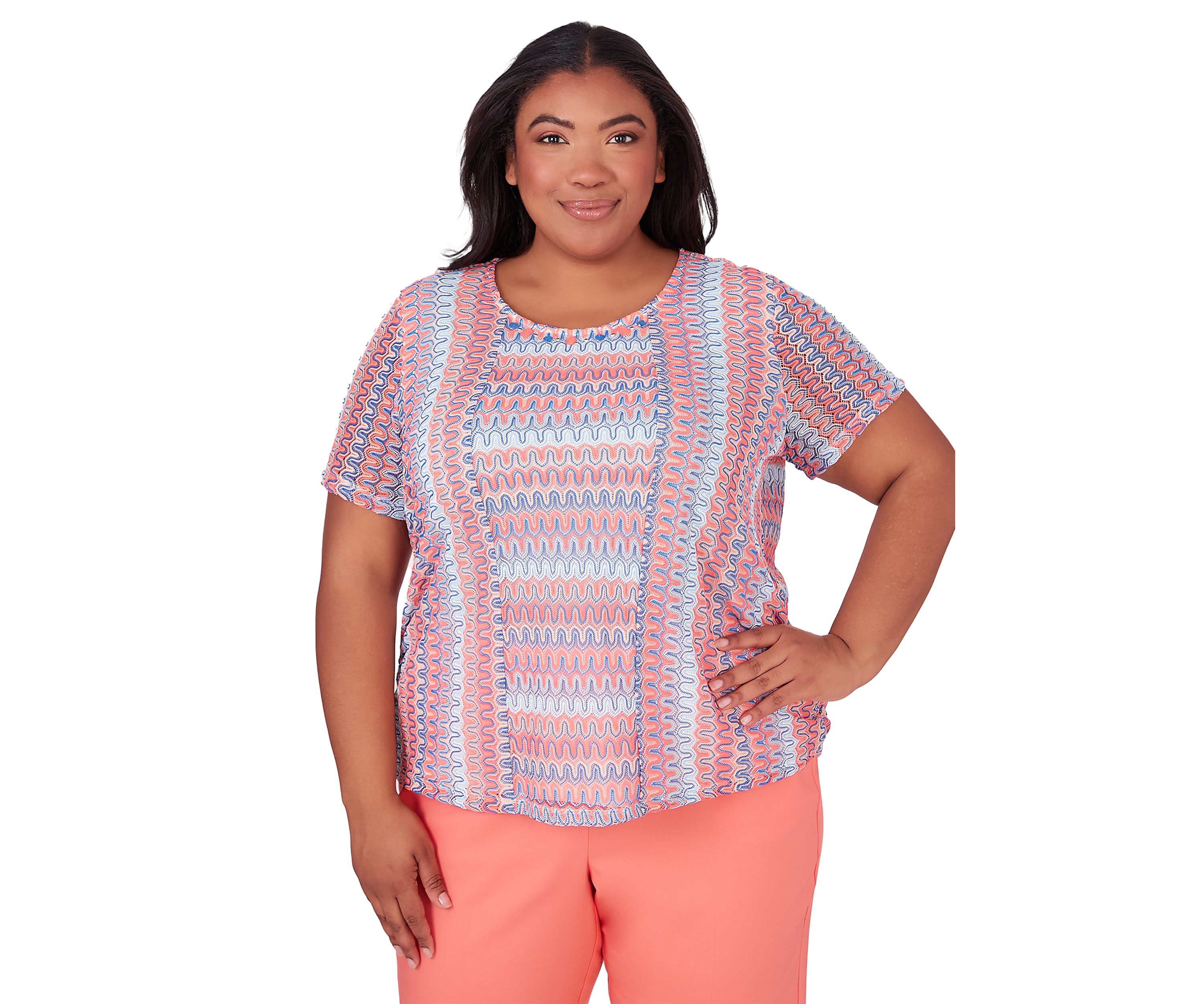 Plus Size Neptune Beach Splice Texture Stripe Top