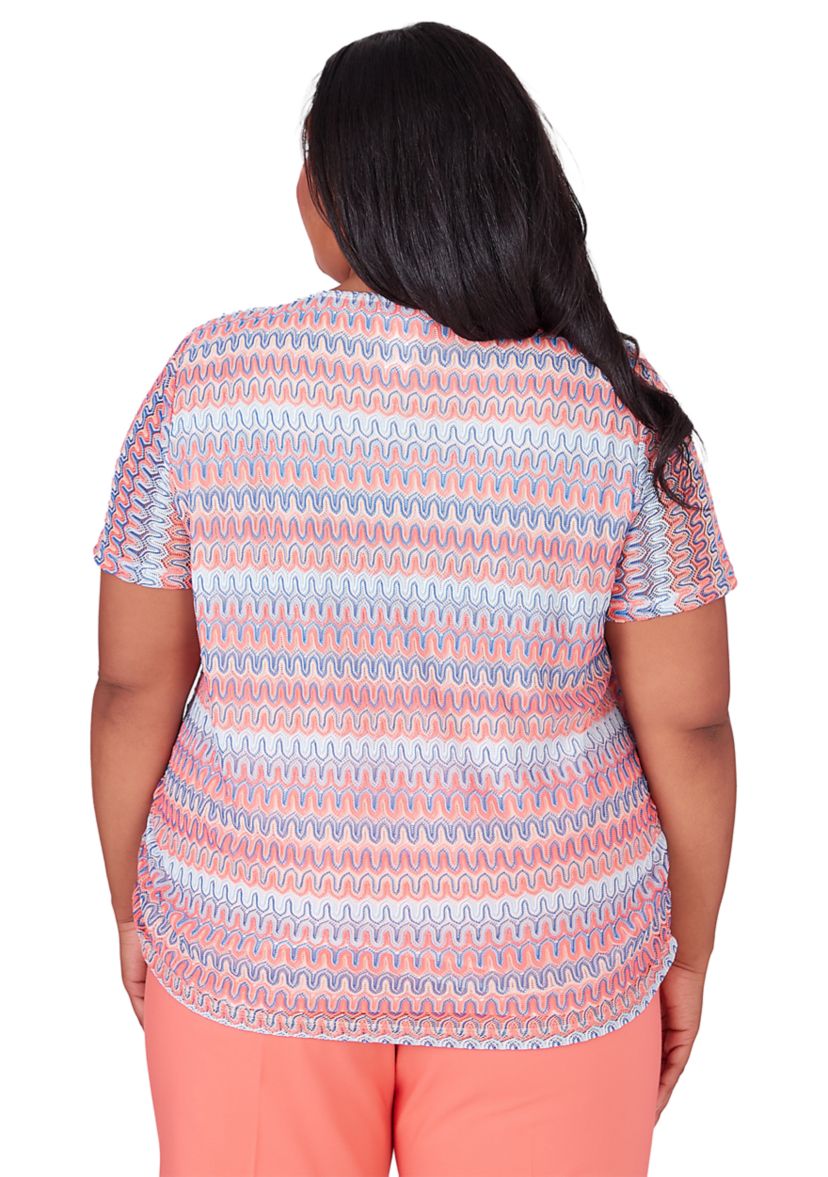 Plus Size Neptune Beach Splice Texture Stripe Top