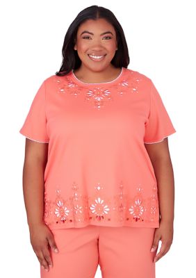 Plus Neptune Beach Medallion Cut Out Yoke & Border Top