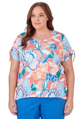 Plus Neptune Beach Whimsical Floral Top