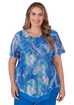 Plus Neptune Beach Tie Dye Texture Top