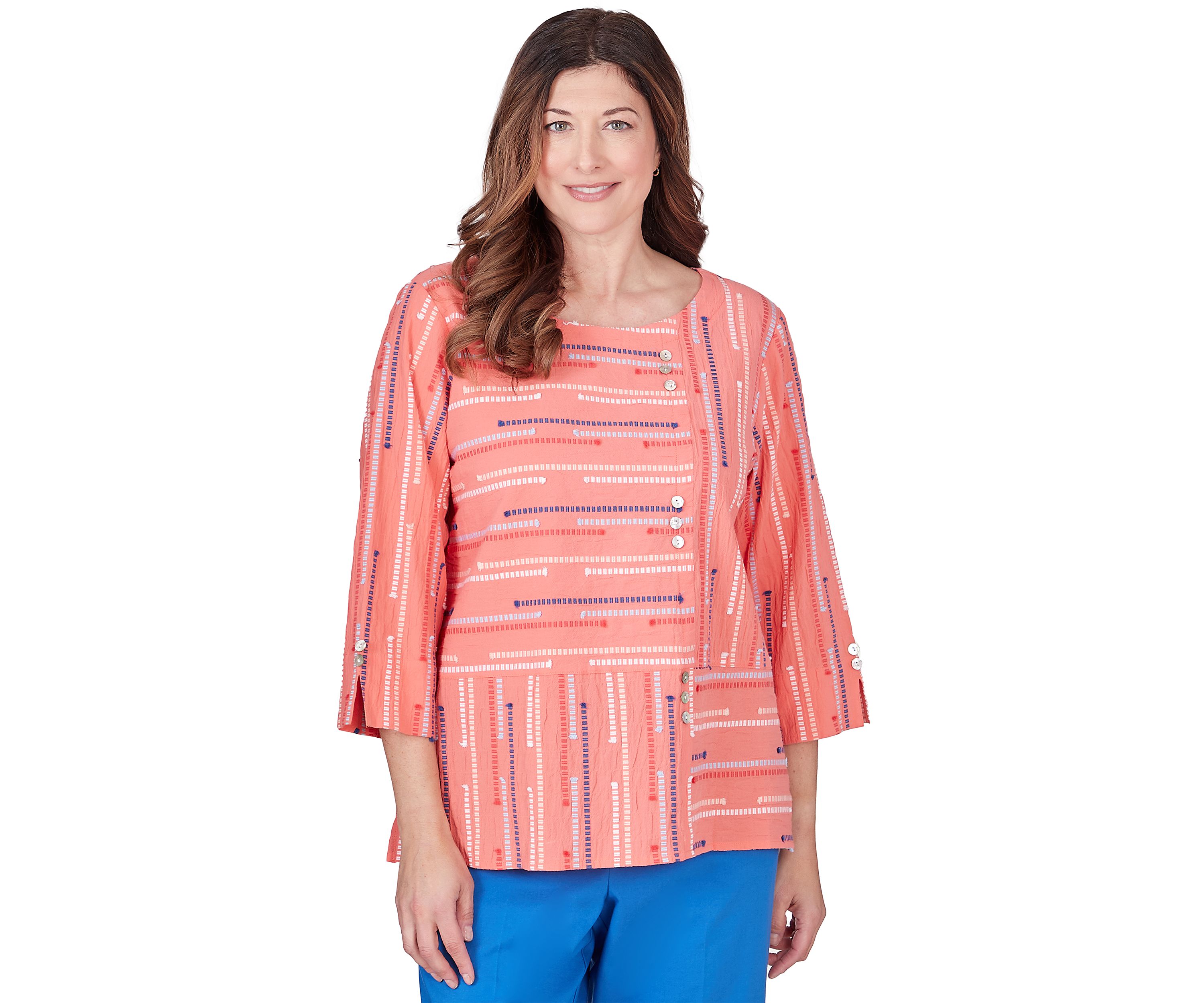Petite Neptune Beach Geometric Jacquard Spliced Top