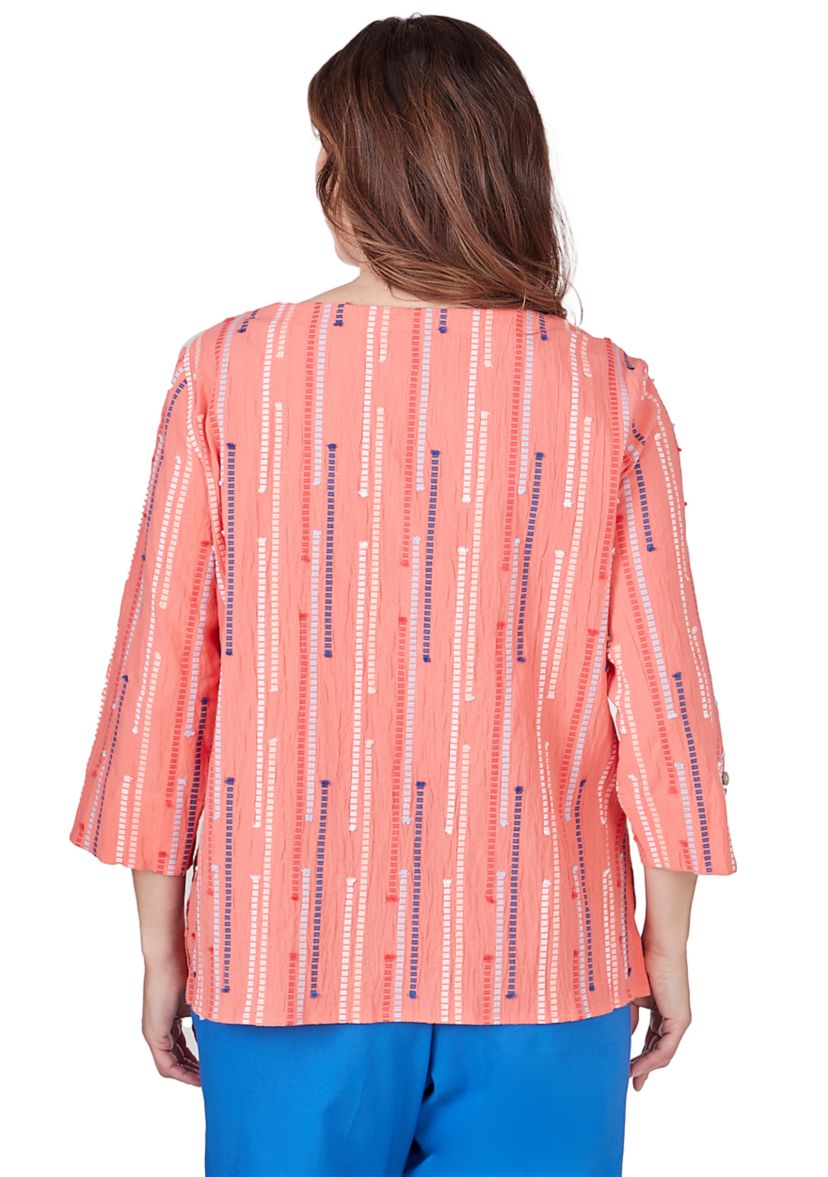 Petite Neptune Beach Geometric Jacquard Spliced Top