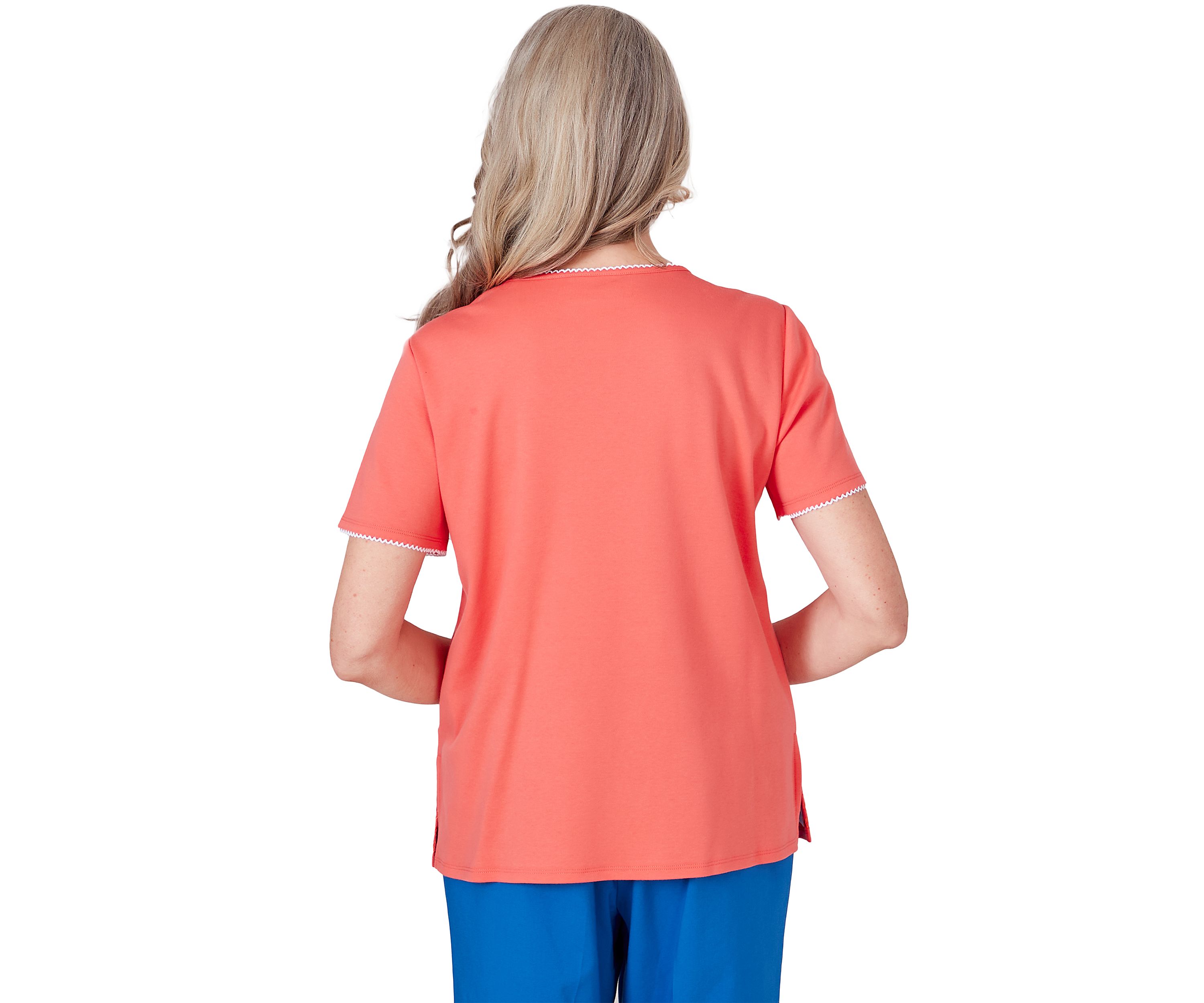 Petite Neptune Beach Medallion Cut Out Yoke & Border Top