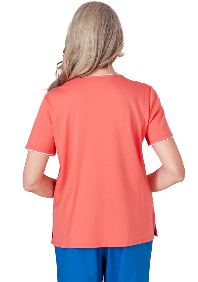 Petite Neptune Beach Medallion Cut Out Yoke & Border Top