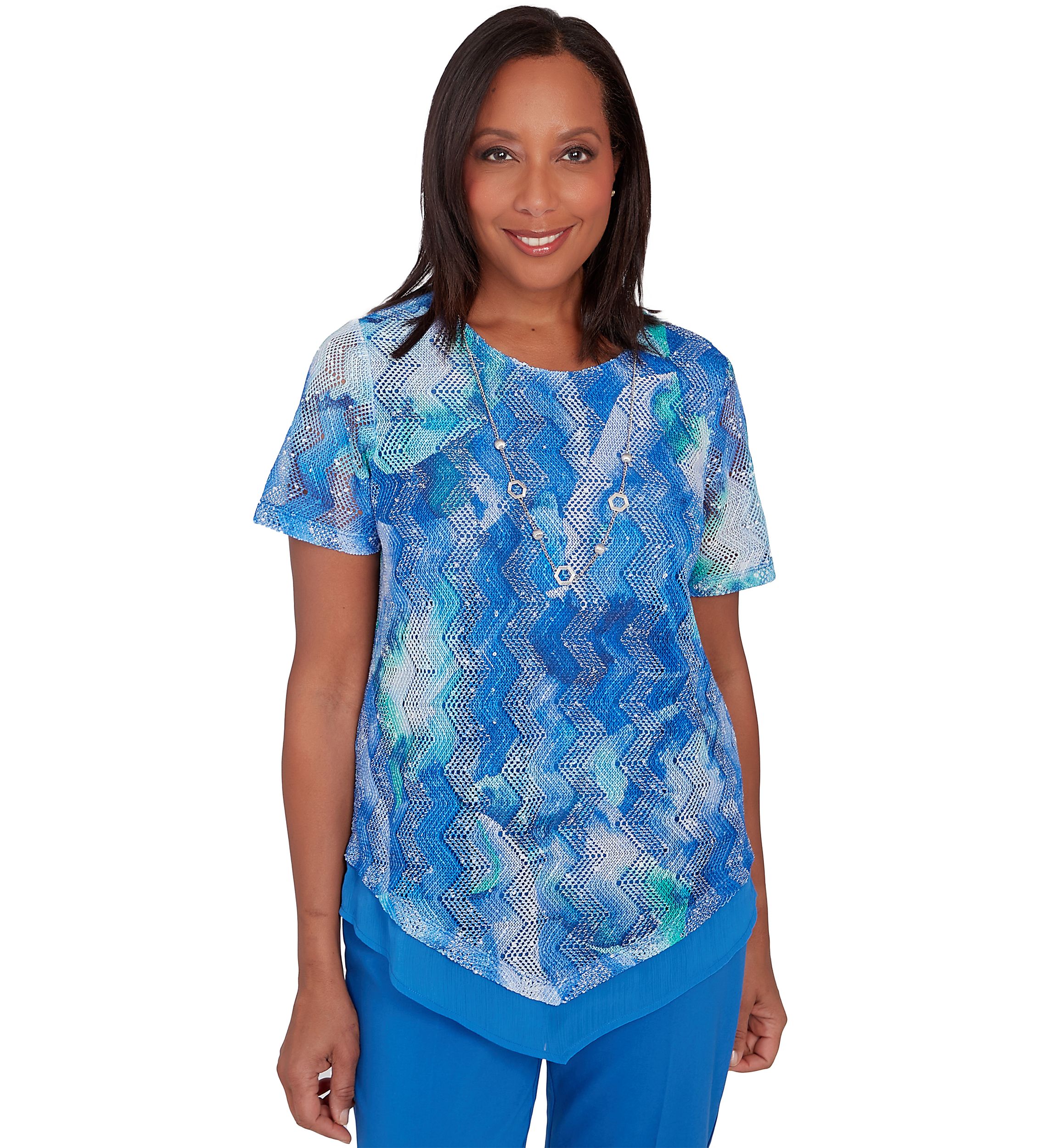 Petite Neptune Beach Tie Dye Texture Blouse