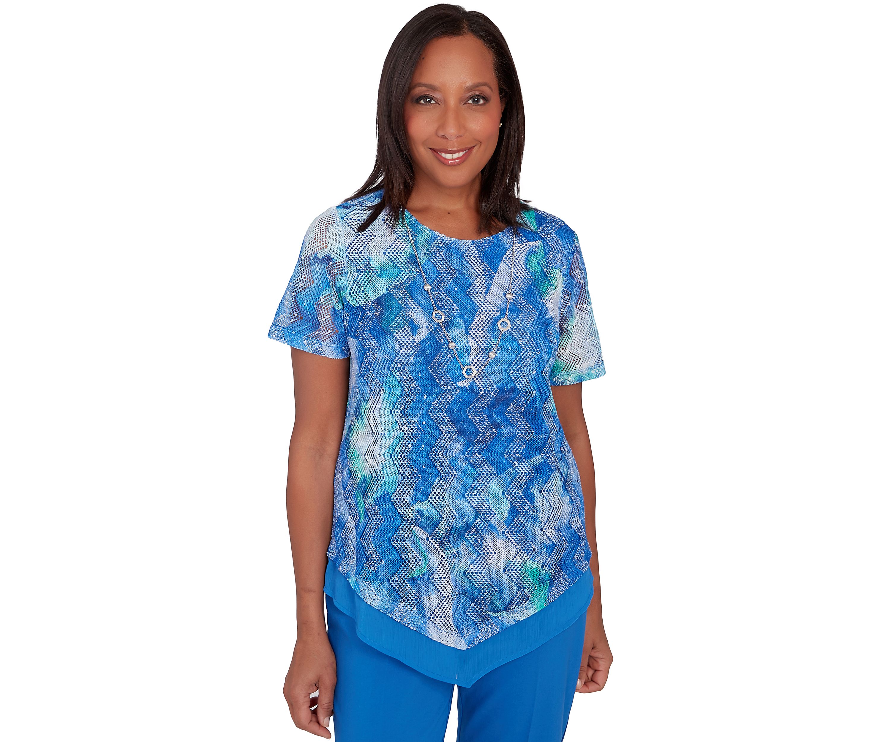 Petite Neptune Beach Tie Dye Texture Blouse