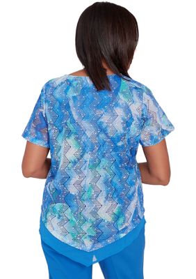 Petite Neptune Beach Tie Dye Texture Blouse