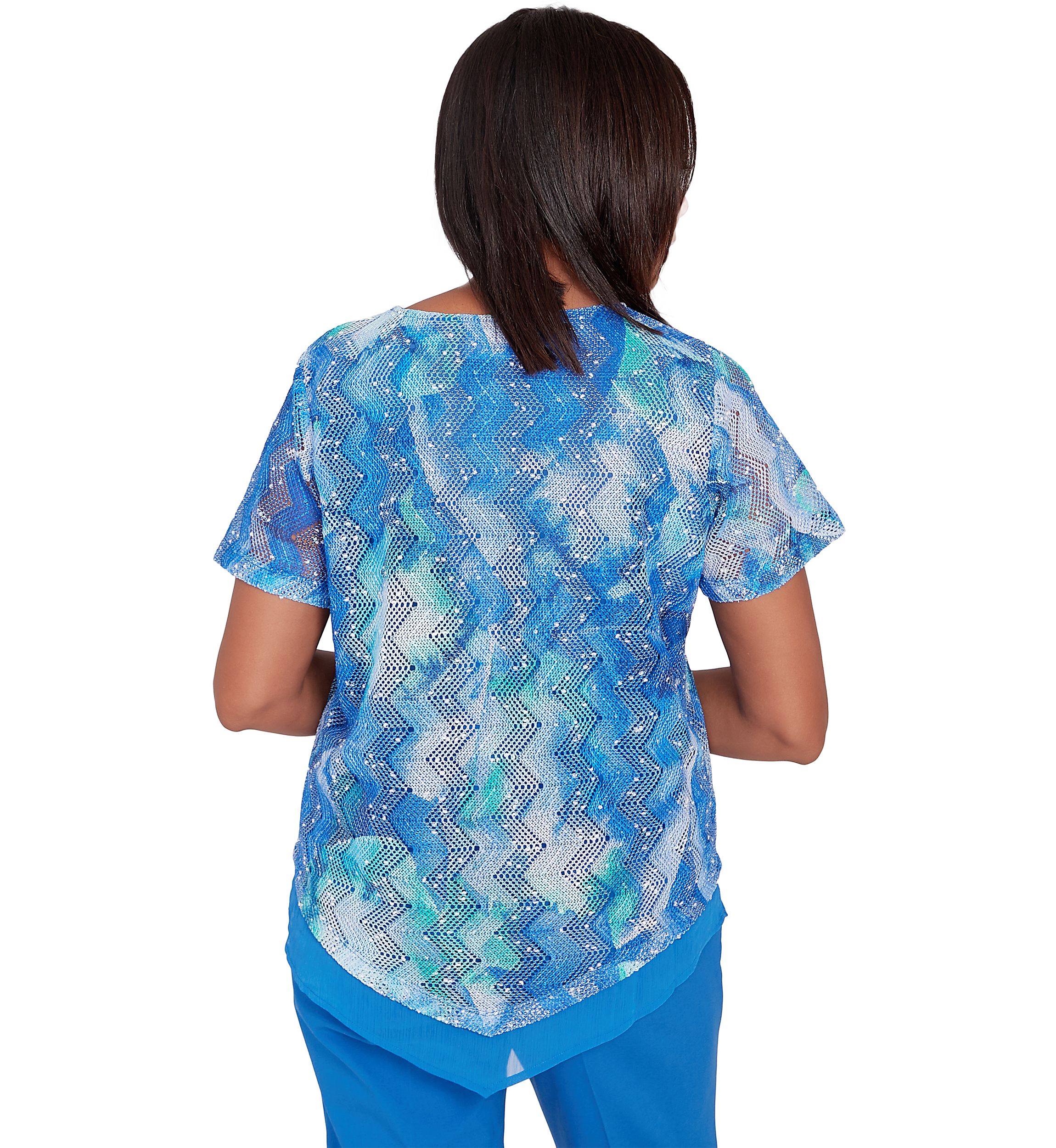 Petite Neptune Beach Tie Dye Texture Blouse