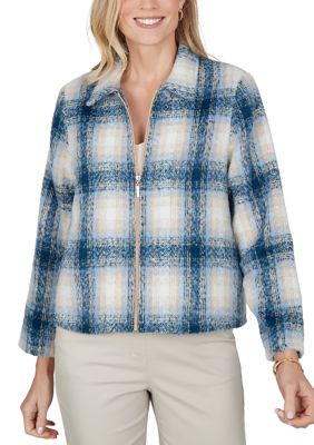 Alfred Dunner Women's Petite Sunset Ridge Plaid Texture Jacket, PS