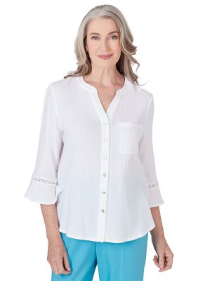 Women's Summer Breeze Solid Gauze with Eyelet Top