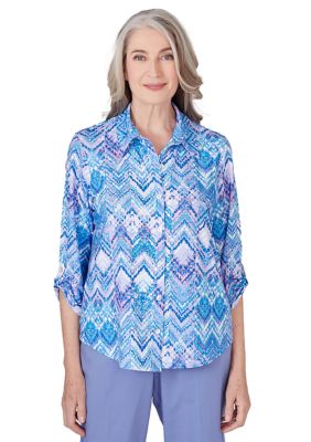 Women's Summer Breeze Ikat Zig Zag Top