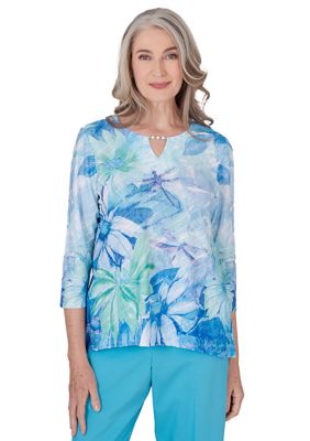 Women's Summer Breeze Watercolor Floral Texture Top