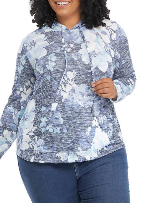 Plus Size Relax & Enjoy Floral Hoodie