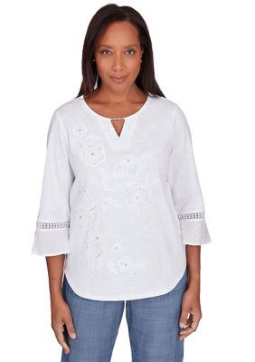 Women's Blue Bayou White On Flowers Top