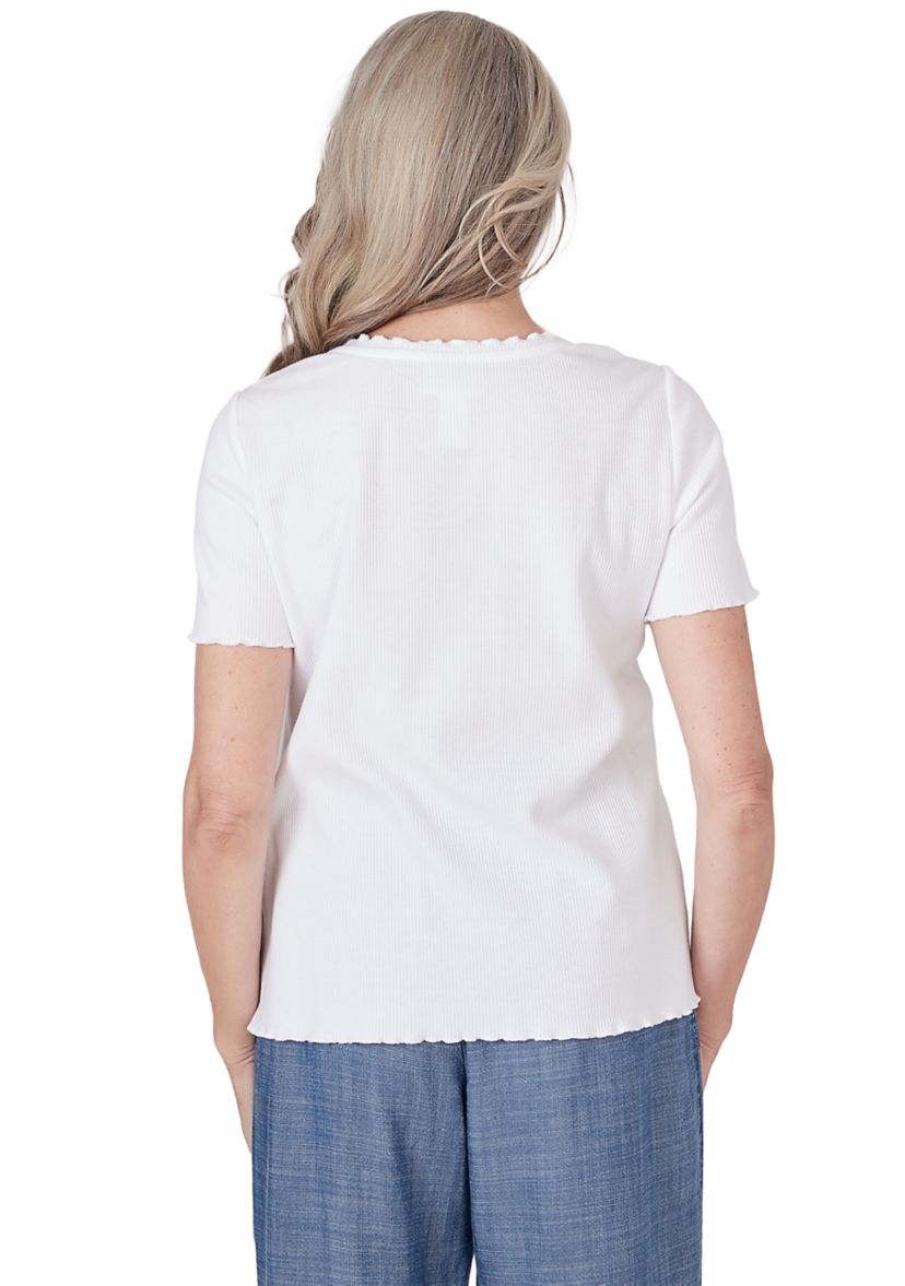 Womens Blue Bayou Beaded Yoke Top