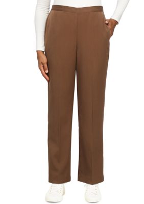 Alfred Dunner Womens Sateen Proportioned Pull On Pants Medium Length