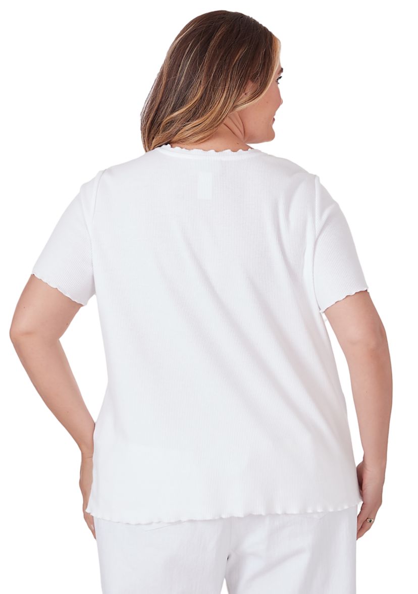 Plus Size Blue Bayou Beaded Yoke Top